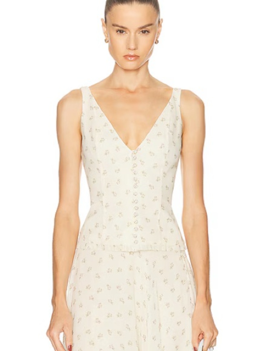 Mirror Palais Cream Floral Lace-Up Camisole - Picture 4 of 5